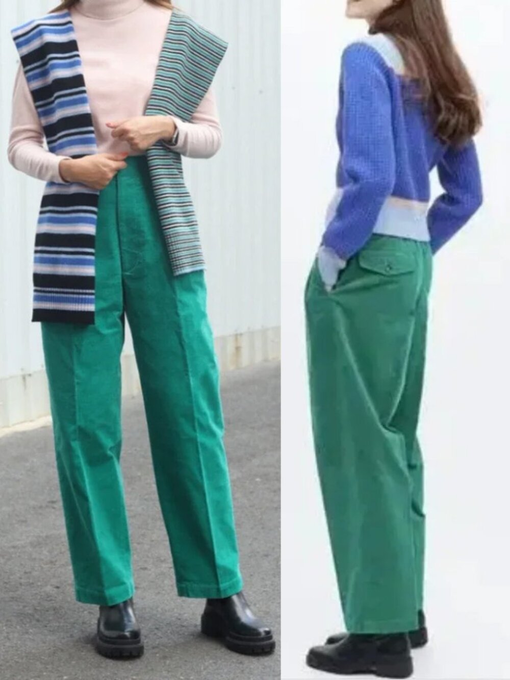 Marni x Uniqlo Kelly Green Corduroy Wide Fit Pleated Pants Size XS Rare Preppy - Picture 2 of 16